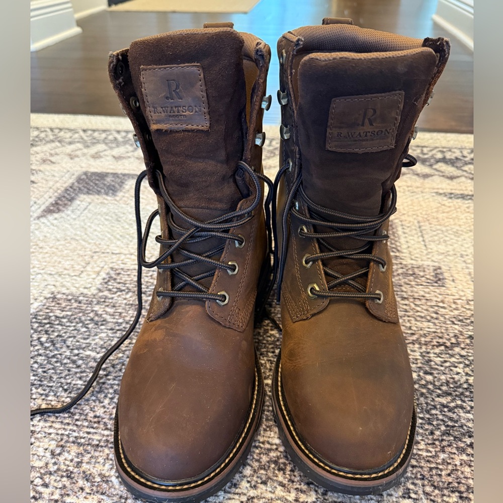 R Watson Men's Brown Leather Boots